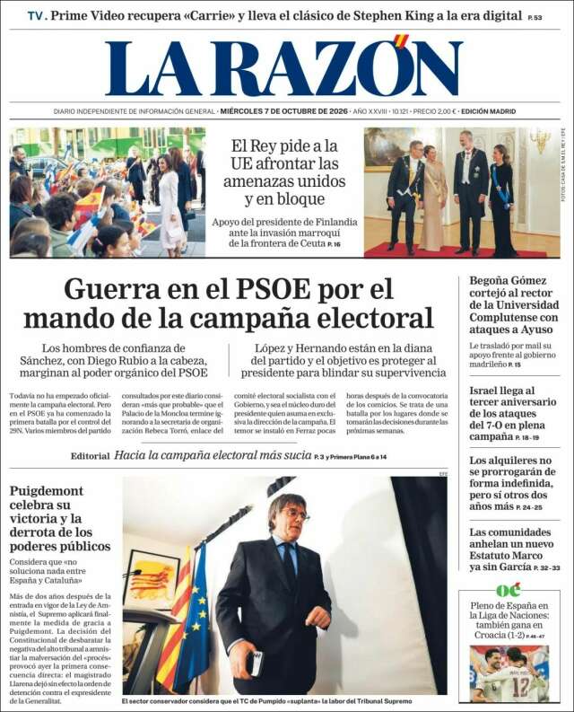 Portada de La Razón