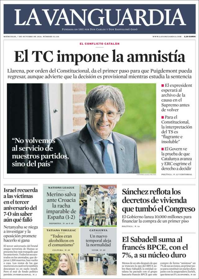 Portada de La Vanguardia