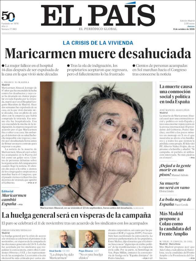 Portada de El País