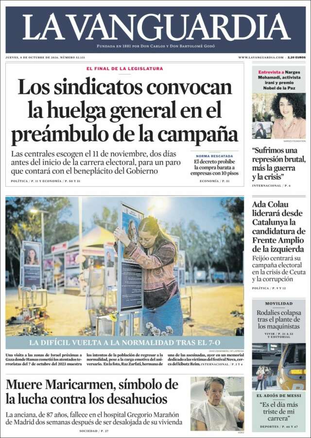 Portada de La Vanguardia