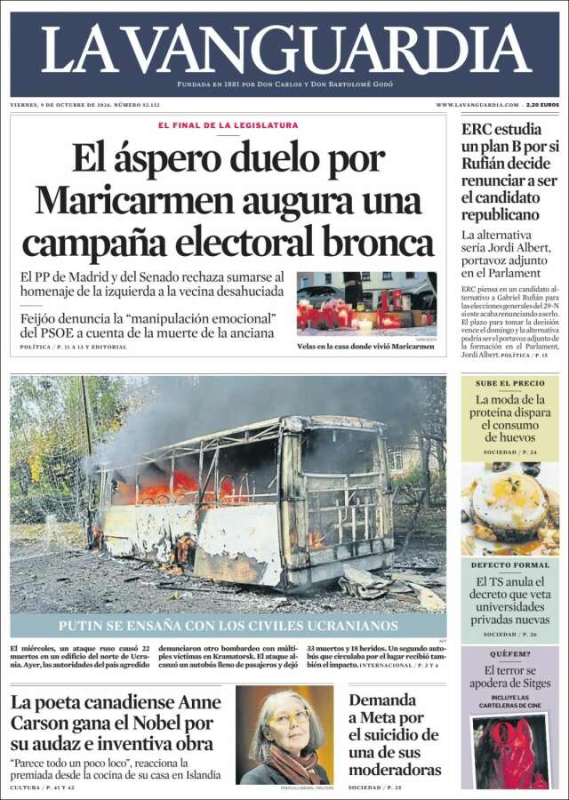 Portada de La Vanguardia