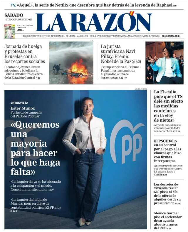 Portada de La Razón
