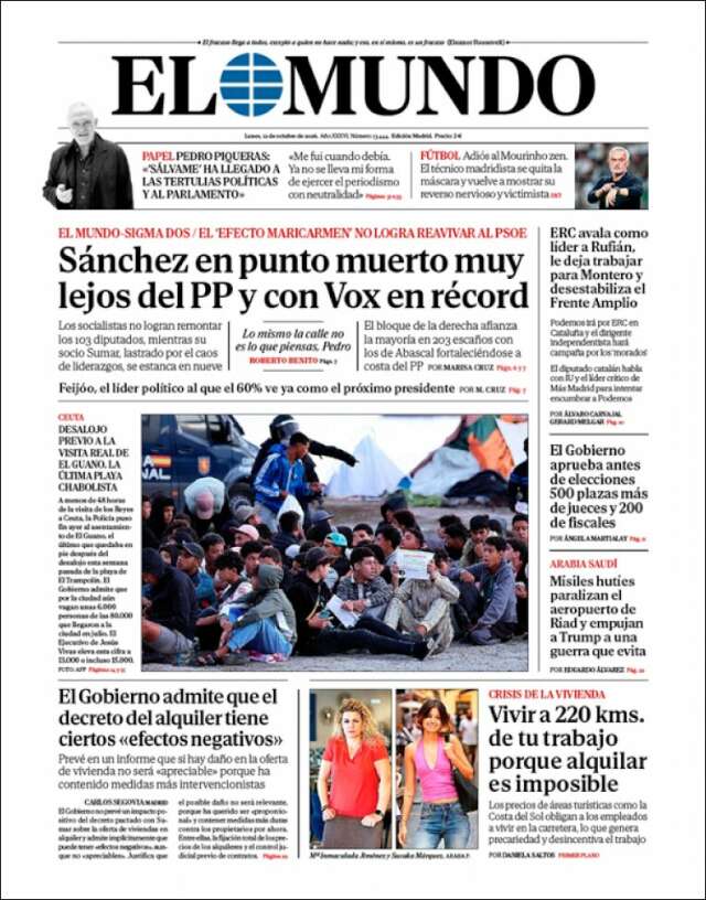Portada de El Mundo