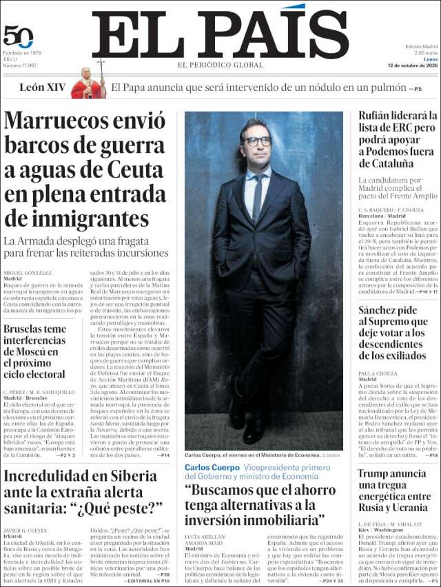 Portada de El País