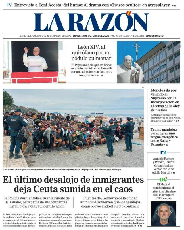Portada de La Razón