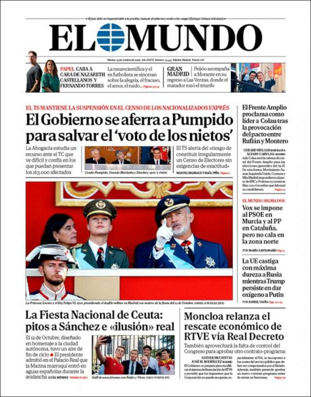 Portada de El Mundo