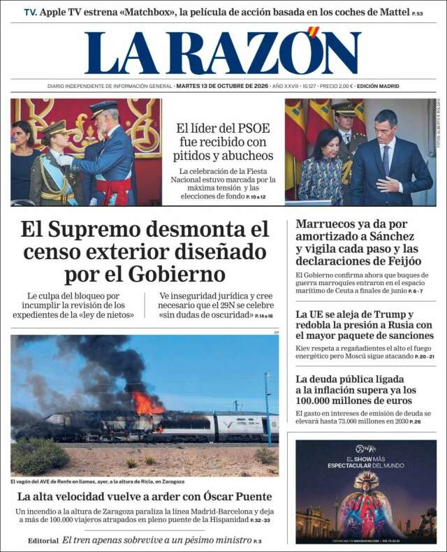 Portada de La Razón