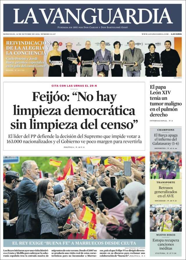 Portada de La Vanguardia