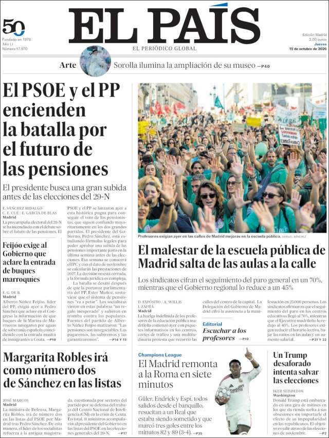 Portada de El País