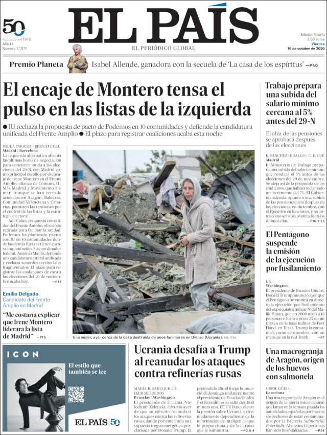 Portada de El País