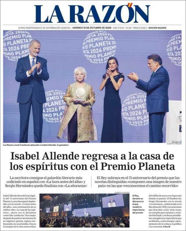 Portada de La Razón