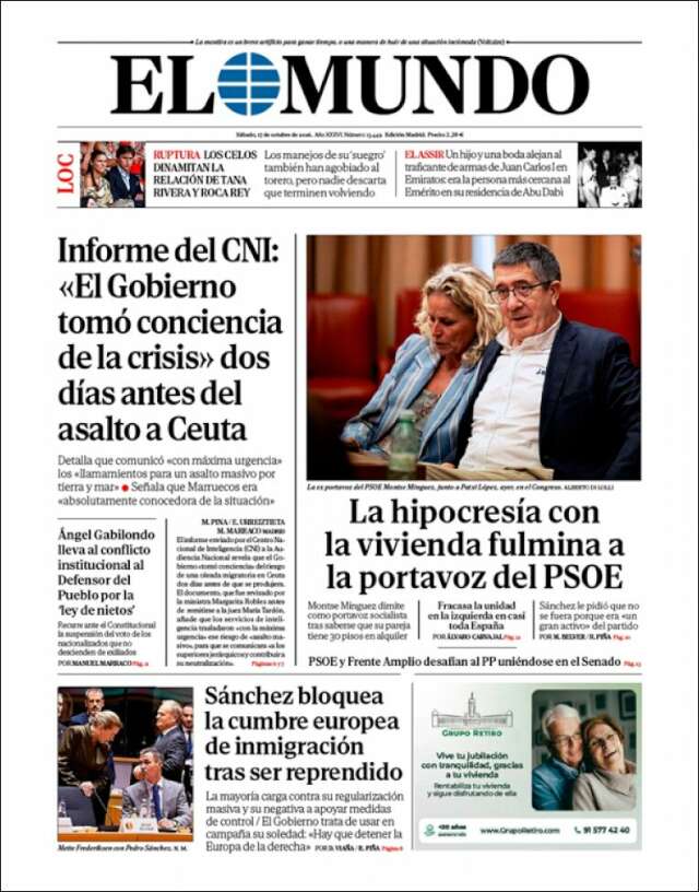 Portada de El Mundo