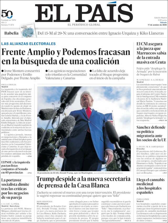 Portada de El País