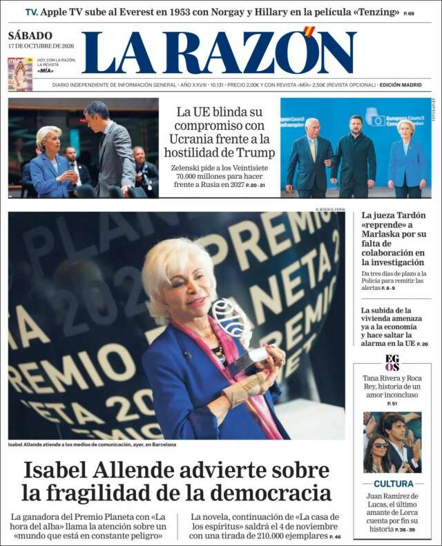 Portada de La Razón