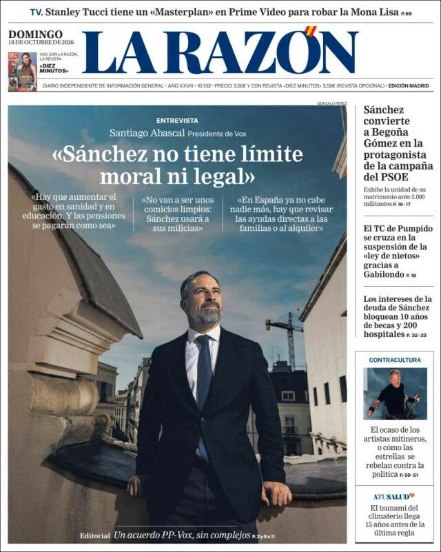 Portada de La Razón