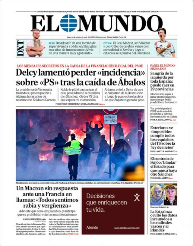 Portada de El Mundo