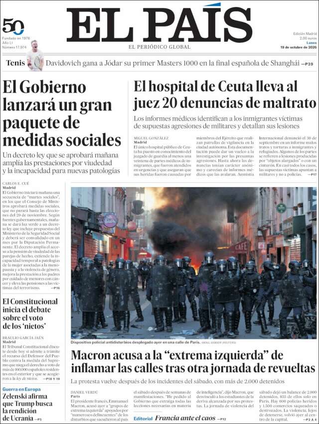 Portada de El País