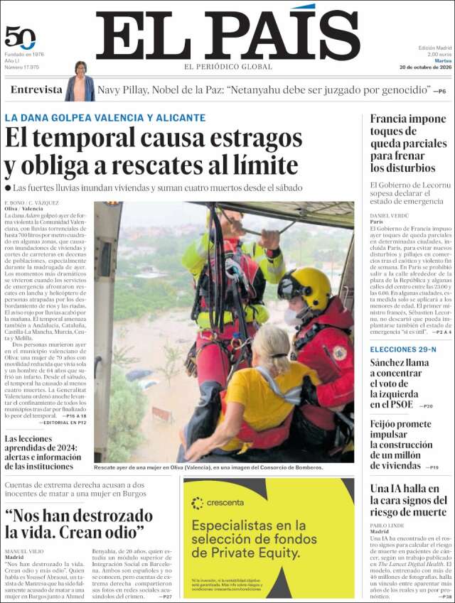 Portada de El País
