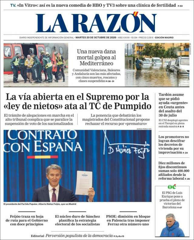 Portada de La Razón