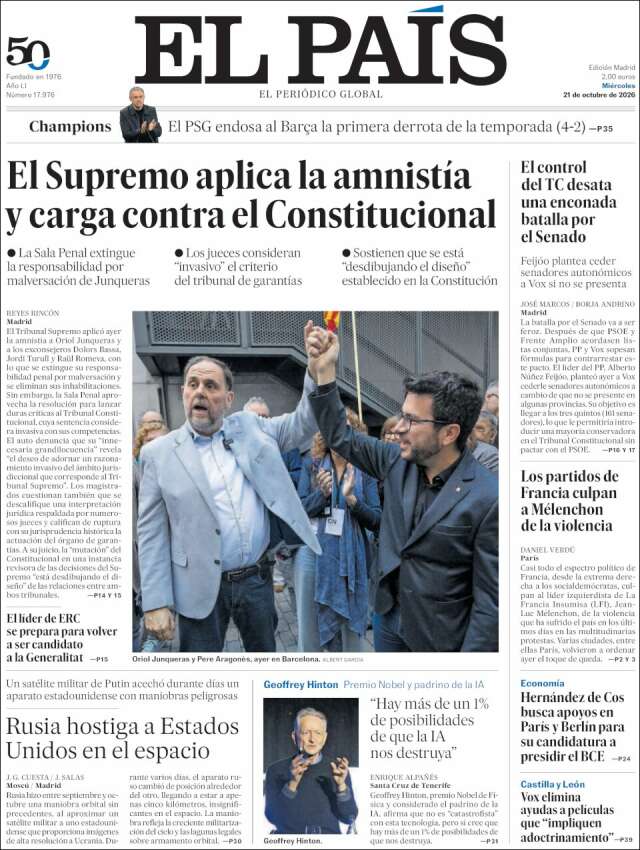 Portada de El País
