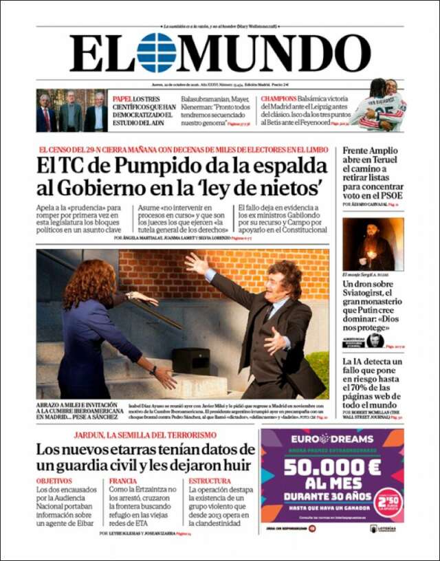 Portada de El Mundo