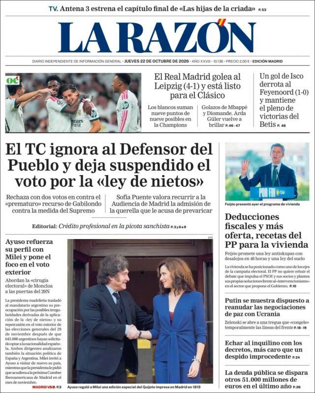Portada de La Razón