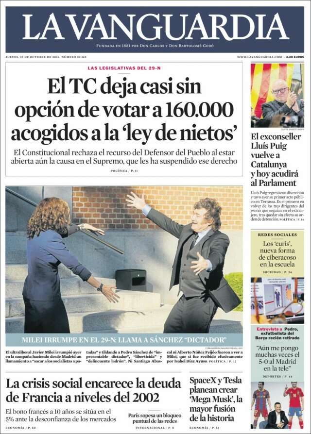 Portada de La Vanguardia