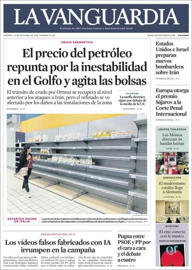 Portada de La Vanguardia