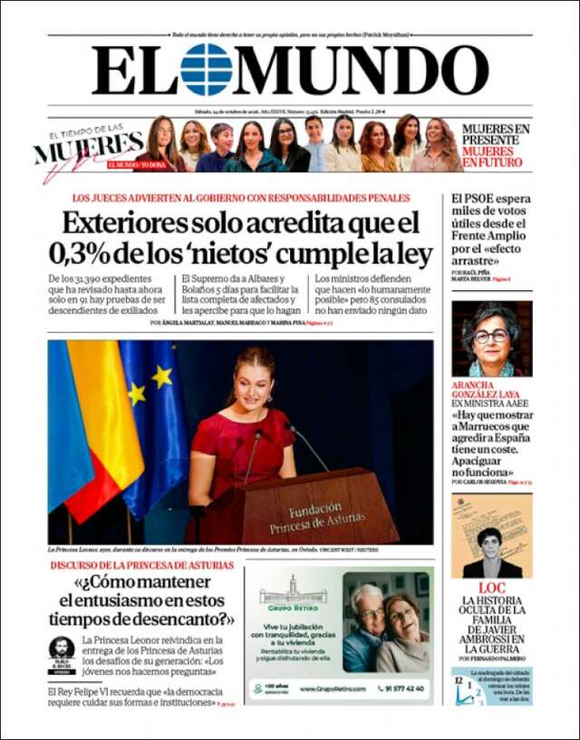 Portada de El Mundo