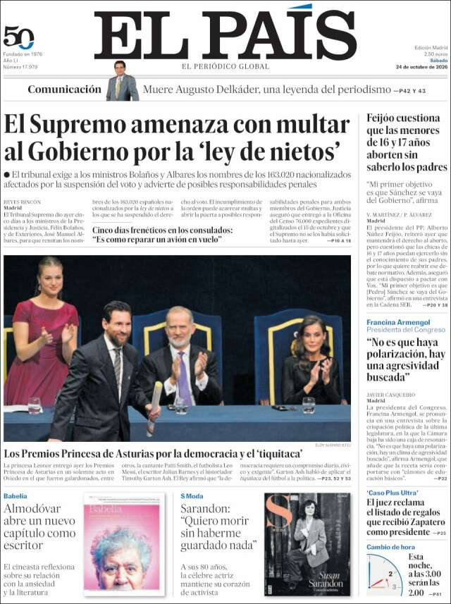 Portada de El País