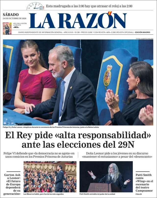 Portada de La Razón