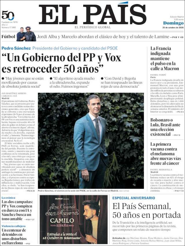 Portada de El País