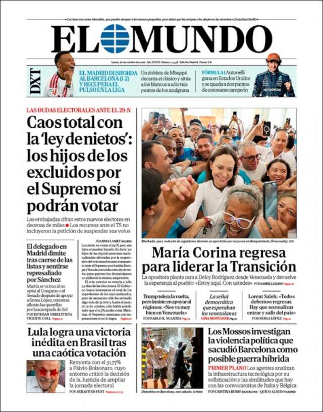 Portada de El Mundo