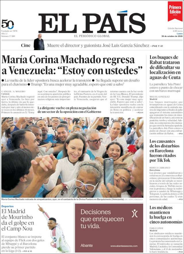 Portada de El País