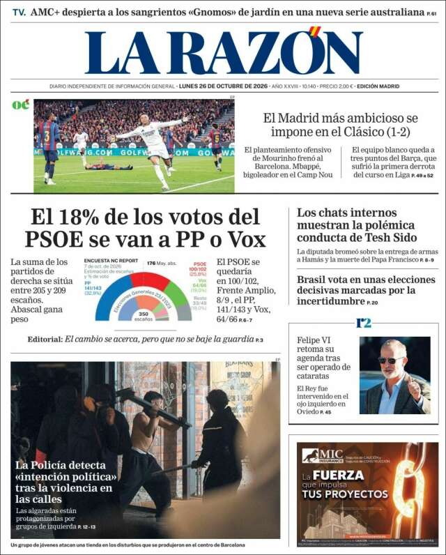 Portada de La Razón