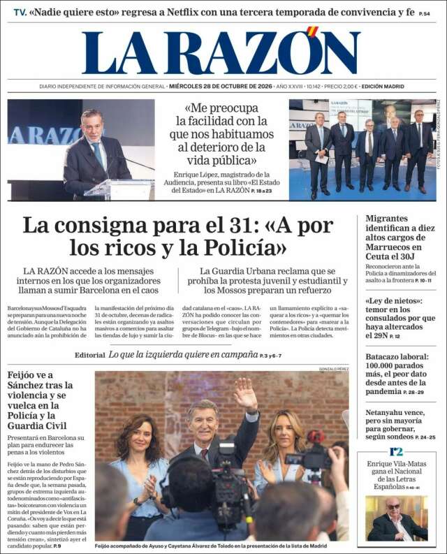 Portada de La Razón