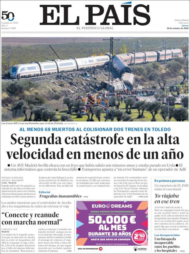 Portada de El País