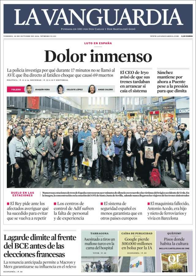 Portada de La Vanguardia