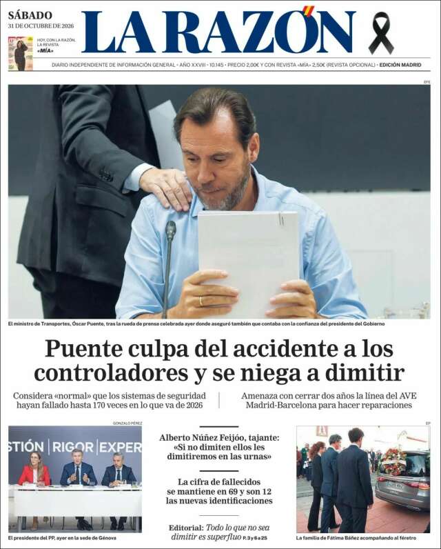 Portada de La Razón